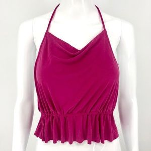 NWT UO Pink Ruffle Lace Tie Up Boho Top